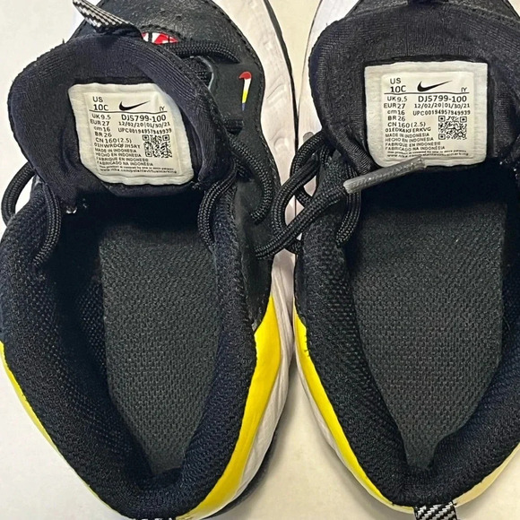 Nike Little Posite Foamposite kids tennis shoes size 10C yellow trim black white - Picture 7 of 15